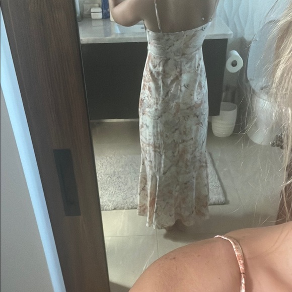 Lush High Low Dress in Cream and Orange - Picture 2 of 5